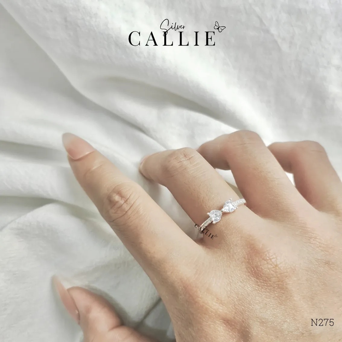 N275 - Nhẫn bạc Callie Silver hình nơ - Hình ảnh 2