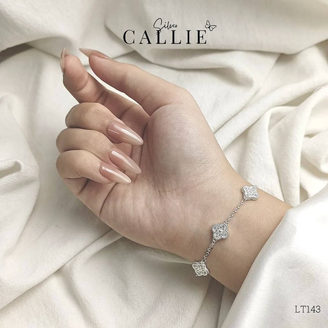 LT143 - Lắc tay bạc Callie Silver bông hoa - Image 2