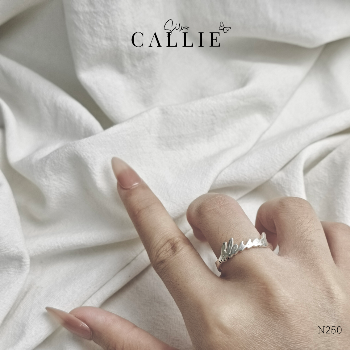N250 - Nhẫn bạc Callie Silver khắc tên - Image 2