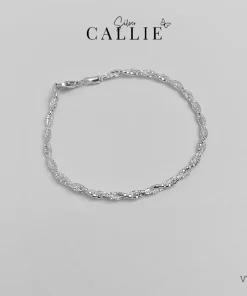 VT140 - Vòng tay bạc Callie Silver vòng dẻo hai sợi đan nhau