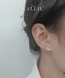 Alternative view of BT149 - Bông tai bạc Callie Silver dãy đá nhỏ