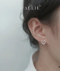 Alternative view of BT150 - Bông tai bạc Callie Silver trái tim vương miện