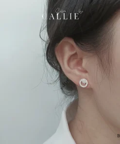 Alternative view of BT156 - Bông tai bạc Callie Silver vòng tròn đính đá