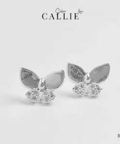 BT193 - Bông tai bạc Callie Silver bươm bướm đính đá