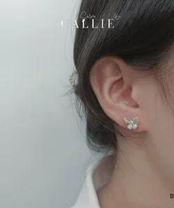 Alternative view of BT193 - Bông tai bạc Callie Silver bươm bướm đính đá