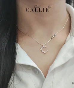 Alternative view of DC181 - Dây chuyền bạc Callie Silver mặt trăng đính đá hoa