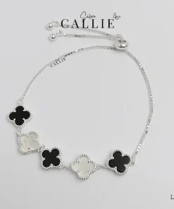 Alternative view of LT149 - Lắc tay bạc Callie Silver cỏ 4 lá xen kẽ dây rút