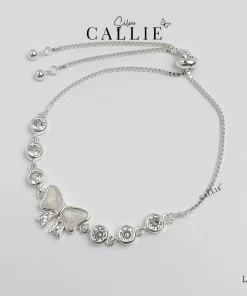 LT150 - Lắc tay bạc rút Callie Silver hình nơ đính đá