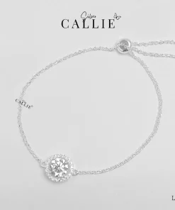 LT153 - LẮC TAY BẠC CALLIE SILVER ĐÍNH ĐÁ DÂY RÚT