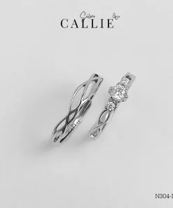 N304-N305 - Nhẫn bạc đôi Callie Silver free size
