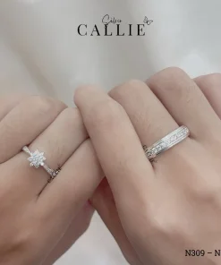 Alternative view of N309 – N375: Nhẫn Bạc Đôi Thiết Kế Callie Silver