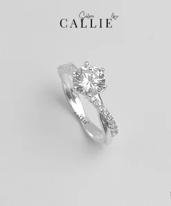 N310 - Nhẫn bạc Callie Silver xoắn hai đường 6 chấu