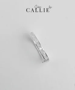 Alternative view of N314 - Nhẫn bạc Callie Silver đính 1 dãy đá nửa hàng