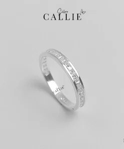 N314 - Nhẫn bạc Callie Silver đính 1 dãy đá nửa hàng