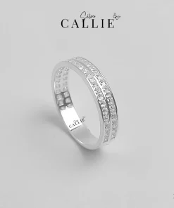N315 - Nhẫn bạc Callie Silver đính 2 dãy đá vuông nửa hàng