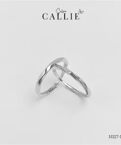 N327 - N328: Nhẫn bạc đôi Callie Silver xoắn đính đá free size