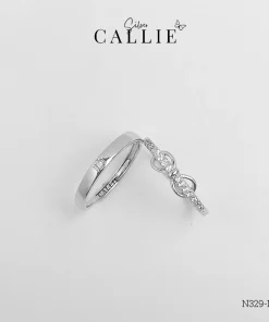 N329 - N332: Nhẫn đôi bạc Callie Silver hình nơ