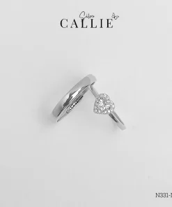 N331 - N334: Nhẫn đôi bạc Callie Silver viên chủ trái tim free size