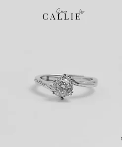 N339 - NHẪN BẠC CALLIE SILVER MỘT VIÊN CHỦ HAI ĐAI XOẮN CHÉO
