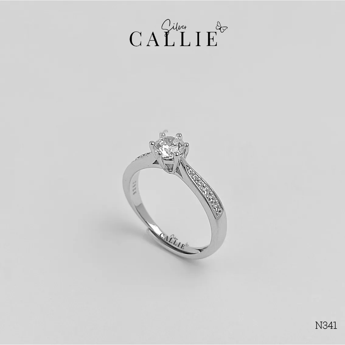 N341 - NHẪN BẠC CALLIE SILVER VIÊN CHỦ ĐÍNH ĐÁ - Image 3