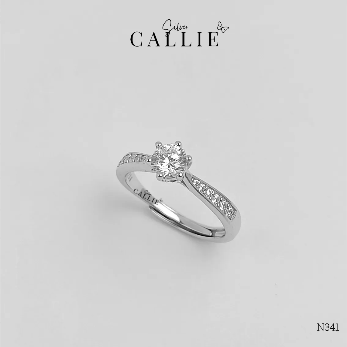 N341 - NHẪN BẠC CALLIE SILVER VIÊN CHỦ ĐÍNH ĐÁ - Image 4
