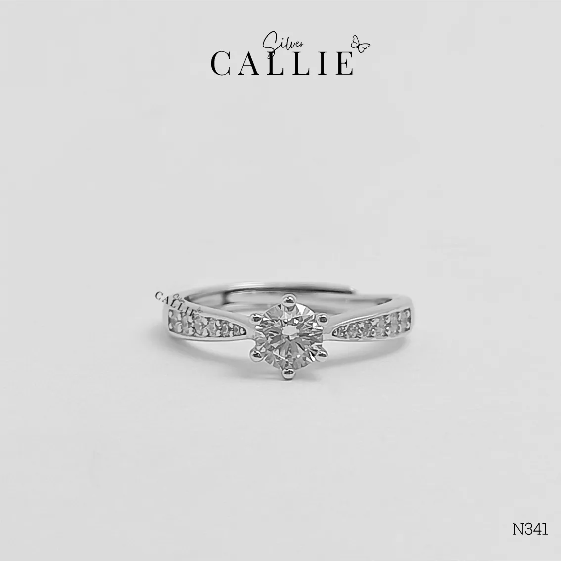 N341 - NHẪN BẠC CALLIE SILVER VIÊN CHỦ ĐÍNH ĐÁ