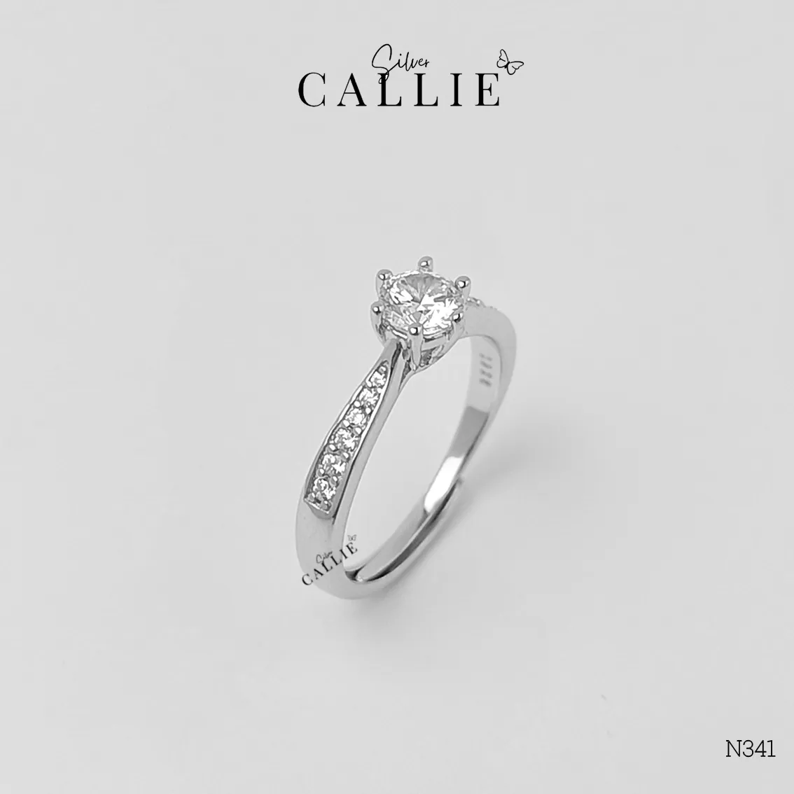 N341 - NHẪN BẠC CALLIE SILVER VIÊN CHỦ ĐÍNH ĐÁ - Image 6