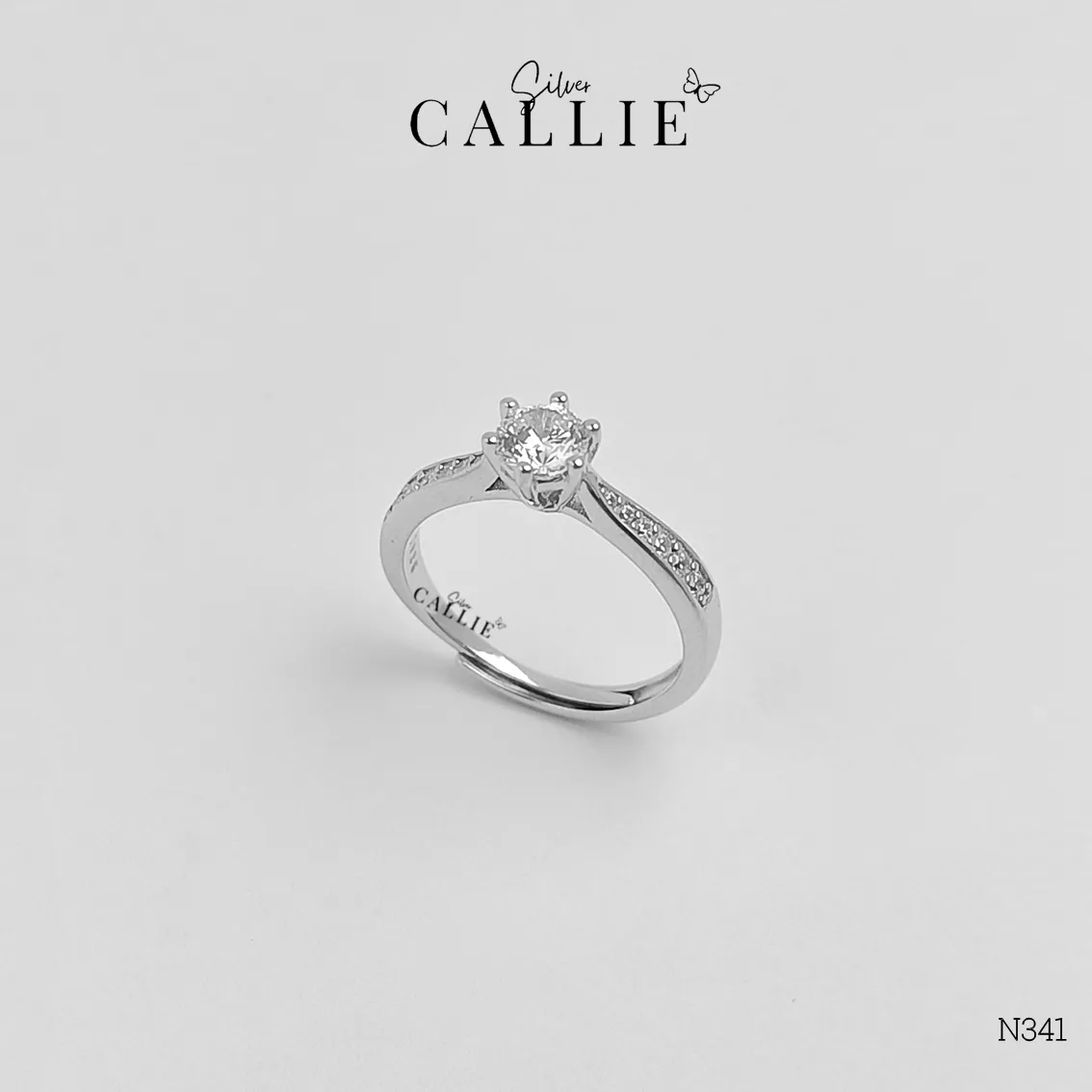 N341 - NHẪN BẠC CALLIE SILVER VIÊN CHỦ ĐÍNH ĐÁ - Image 7