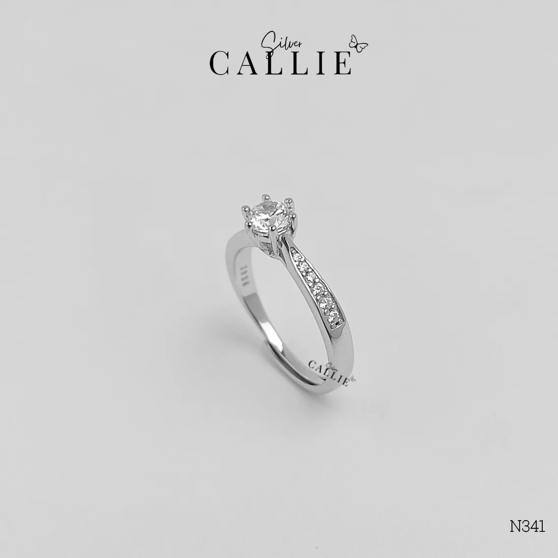 N341 - NHẪN BẠC CALLIE SILVER VIÊN CHỦ ĐÍNH ĐÁ - Image 8