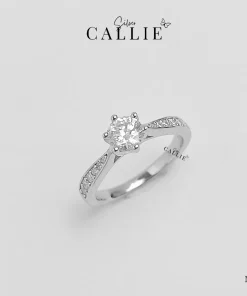 N343 - NHẪN BẠC CALLIE SILVER 1 VIÊN CHỦ ĐÁ MOISSANITE