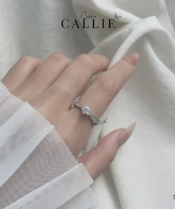 Alternative view of N344 - NHẪN BẠC CALLIE SILVER 1 VIÊN CHỦ ĐÁ HAI BÊN