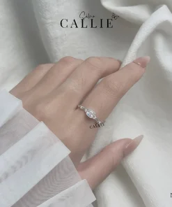 Alternative view of N349 - Nhẫn bạc Callie Silver 1 viên chủ đá vuông free size