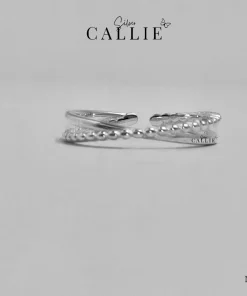 N350 - Nhẫn bạc Callie Silver 2 đai chéo nhau free size