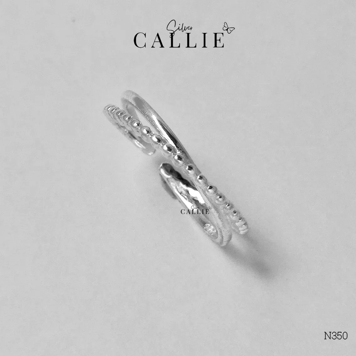 N350 - Nhẫn bạc Callie Silver 2 đai chéo nhau free size - Hình ảnh 8