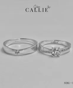 N361 - N362: Nhẫn bạc đôi thiết kế Callie Silver 1 viên chủ