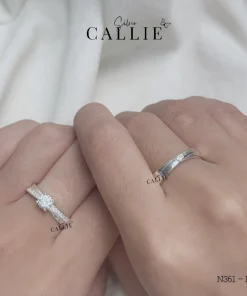Alternative view of N361 - N362: Nhẫn bạc đôi thiết kế Callie Silver 1 viên chủ