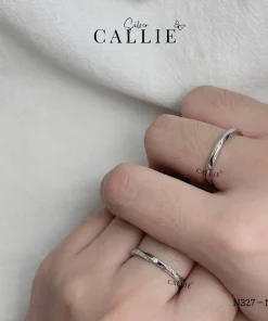 Alternative view of N327 - N328: Nhẫn bạc đôi Callie Silver xoắn đính đá free size