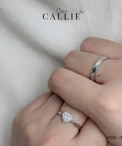 Alternative view of N331 - N334: Nhẫn đôi bạc Callie Silver viên chủ trái tim free size