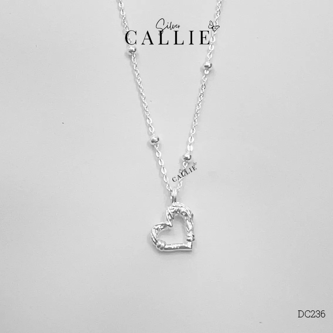 DC236 - Dây chuyền bạc Callie Silver mặt trái tim dây bi - Image 4