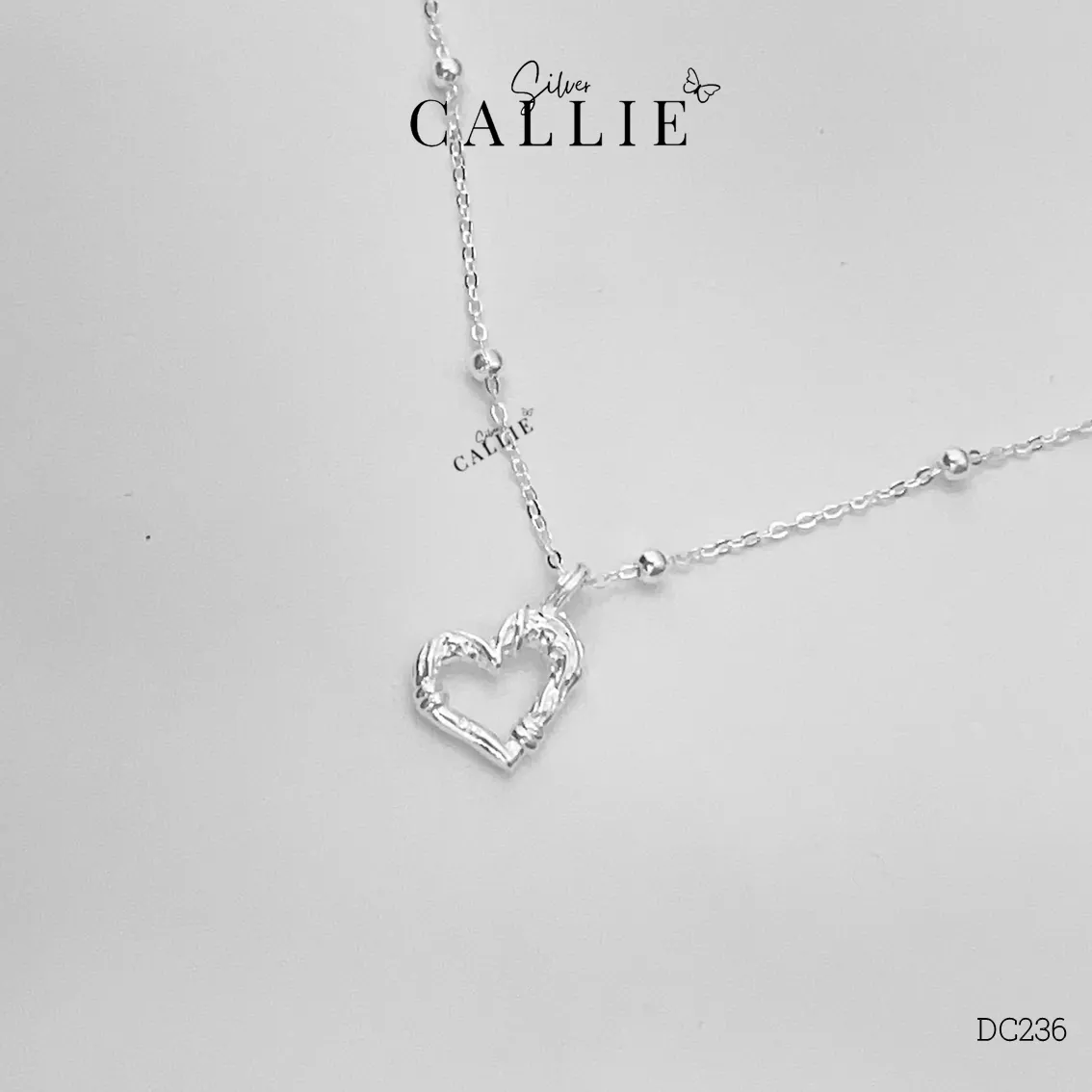 DC236 - Dây chuyền bạc Callie Silver mặt trái tim dây bi
