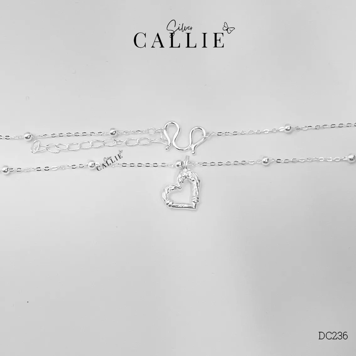 DC236 - Dây chuyền bạc Callie Silver mặt trái tim dây bi - Image 6