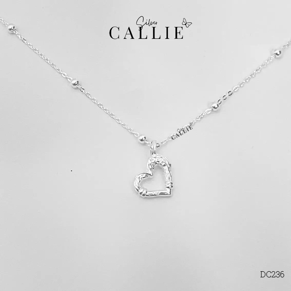 DC236 - Dây chuyền bạc Callie Silver mặt trái tim dây bi - Image 7