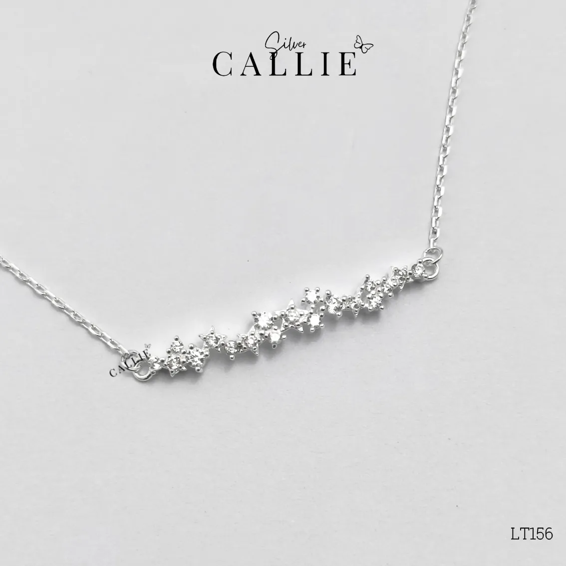 LT156 - Lắc tay bạc Callie Silver một hàng đá ziczac dây rút - Image 3