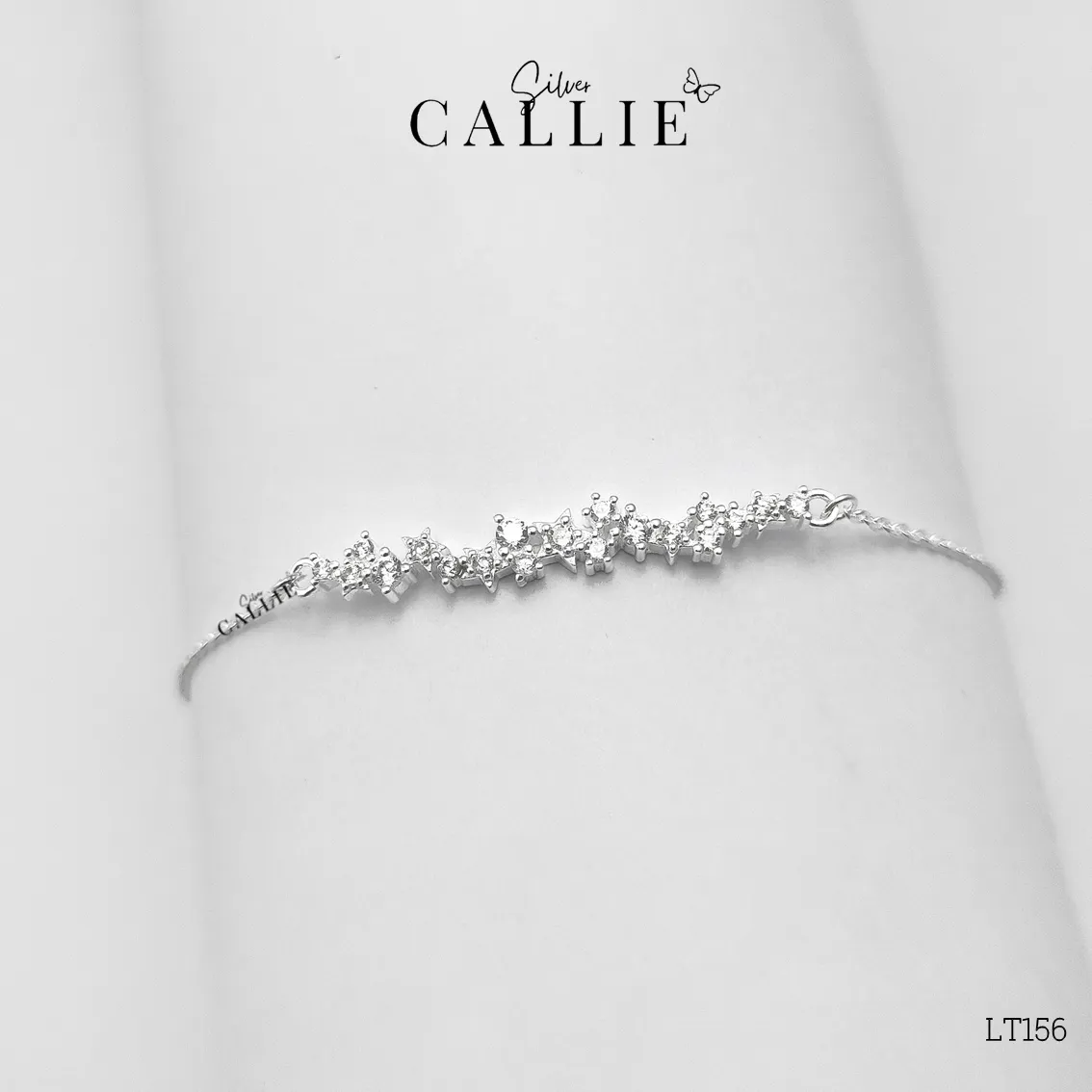 LT156 - Lắc tay bạc Callie Silver một hàng đá ziczac dây rút - Image 7