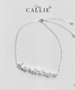 LT156 - Lắc tay bạc Callie Silver một hàng đá ziczac dây rút