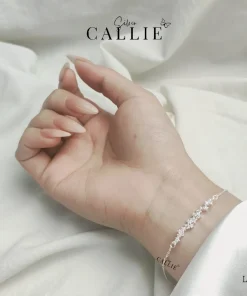 Alternative view of LT156 - Lắc tay bạc Callie Silver một hàng đá ziczac dây rút