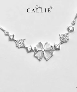LT157 - LẮC TAY BẠC CALLIE SILVER TIM TRẮNG DÂY RÚT