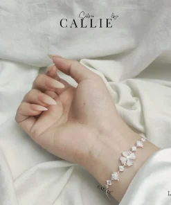 Alternative view of LT157 - LẮC TAY BẠC CALLIE SILVER TIM TRẮNG DÂY RÚT