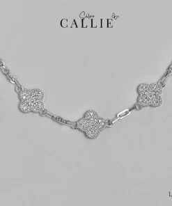 LT158 - LẮC TAY BẠC CALLIE SILVER CỎ 4 LÁ ĐẶC