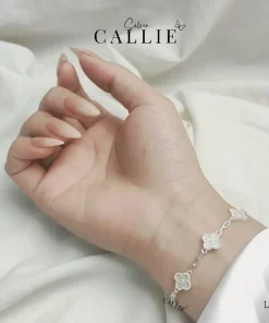 Alternative view of LT158 - LẮC TAY BẠC CALLIE SILVER CỎ 4 LÁ ĐẶC